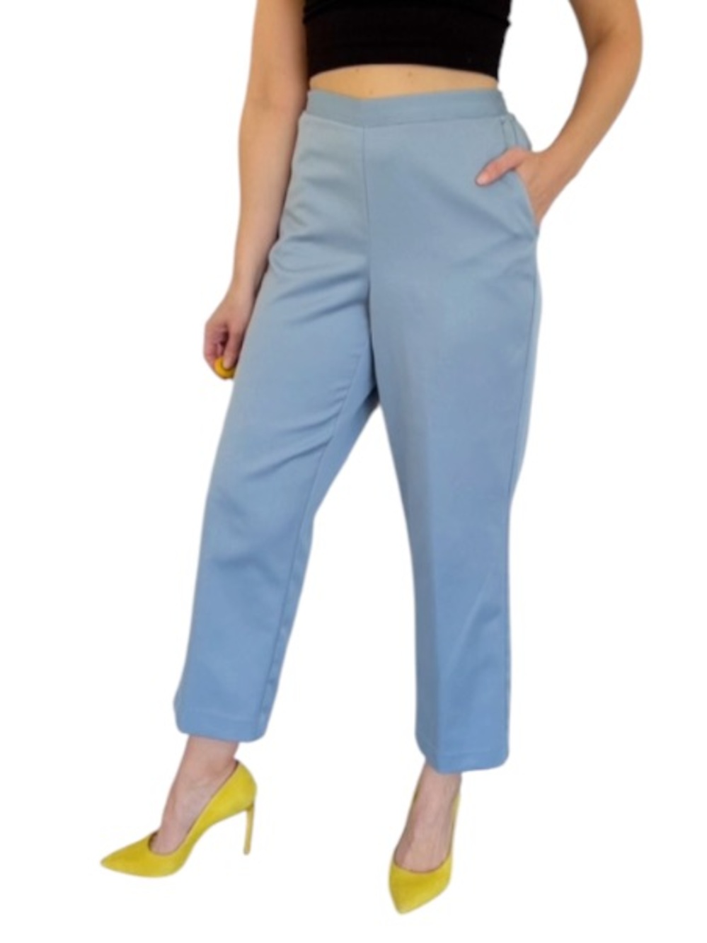 Alfred Dunner Petite light blue elastic waist straight leg casual trousers 10P